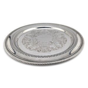 Vintage WM Rogers 170 Round Silverplate Serving Tray 12.25" Pierced Openwork Rim